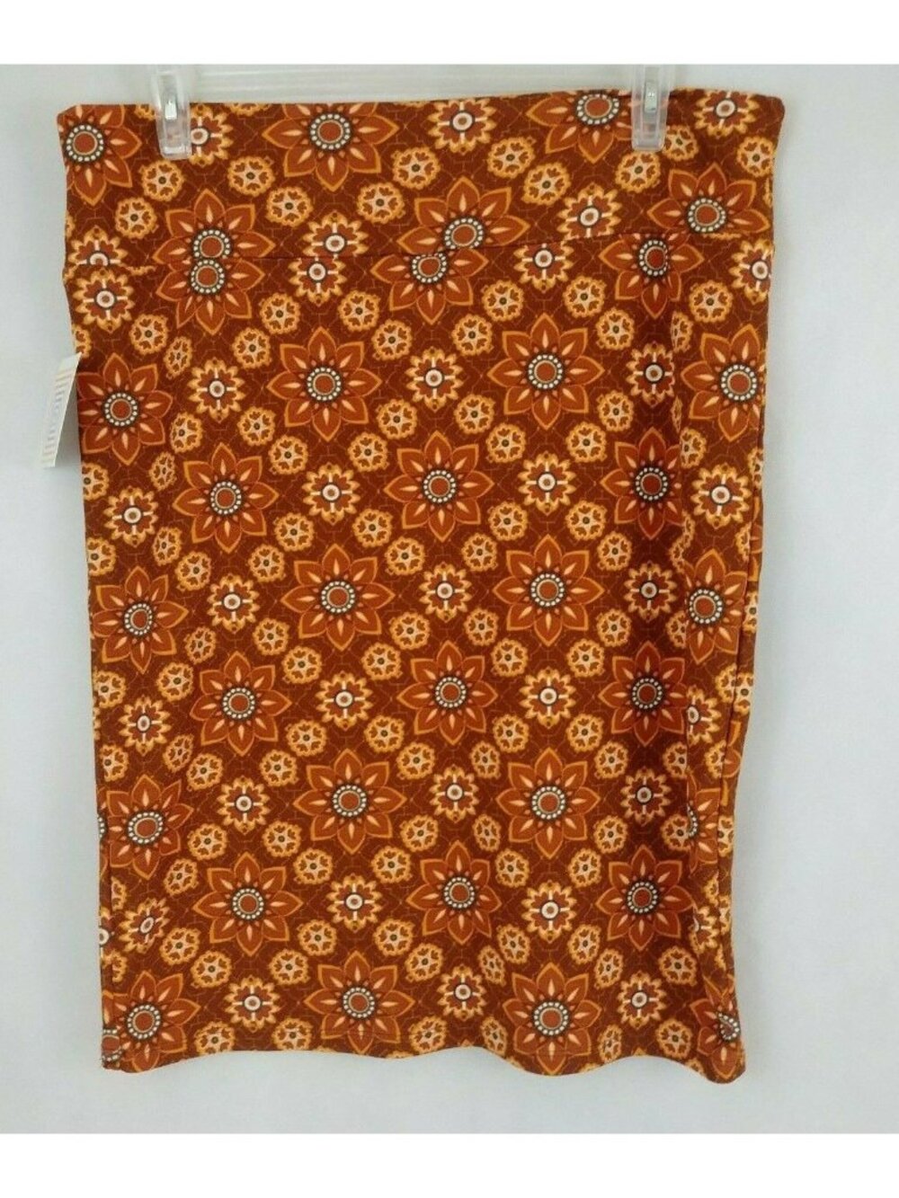 NWT LuLaRoe Cassie Pencil Skirt Orange & Brown Floral Design Size 3XL